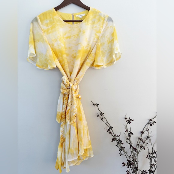 Free the Roses Yellow Tie-Die Dress with Rope Belt - Picture 3 of 5